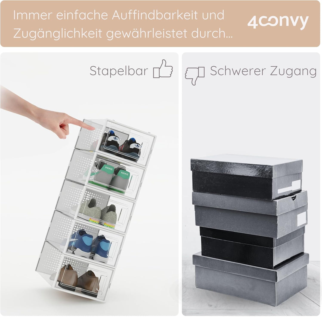Stapelbar Faltbare Schuhkisten - Robuste Schuhaufbewahrungsboxen - Schuhorganizer - Kunststoff trans