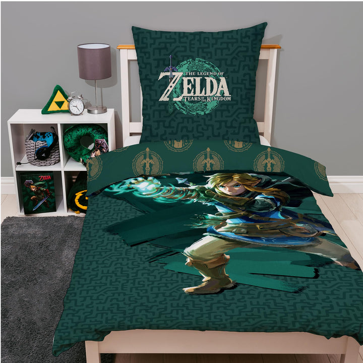 Character World Wende Bettwäsche The Legend of Zelda, 135x200 cm 80x80 cm, 100% Baumwolle Linon, Rei