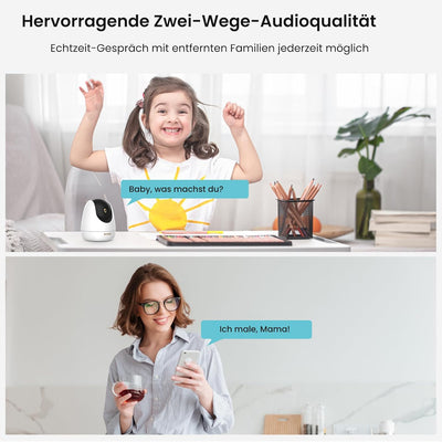 Tenda 2K+ 4MP Überwachungskamera Innen 360° schwenkbare IP Kamera mit 2-Wege-Audio, 2560 x 1440p Auf