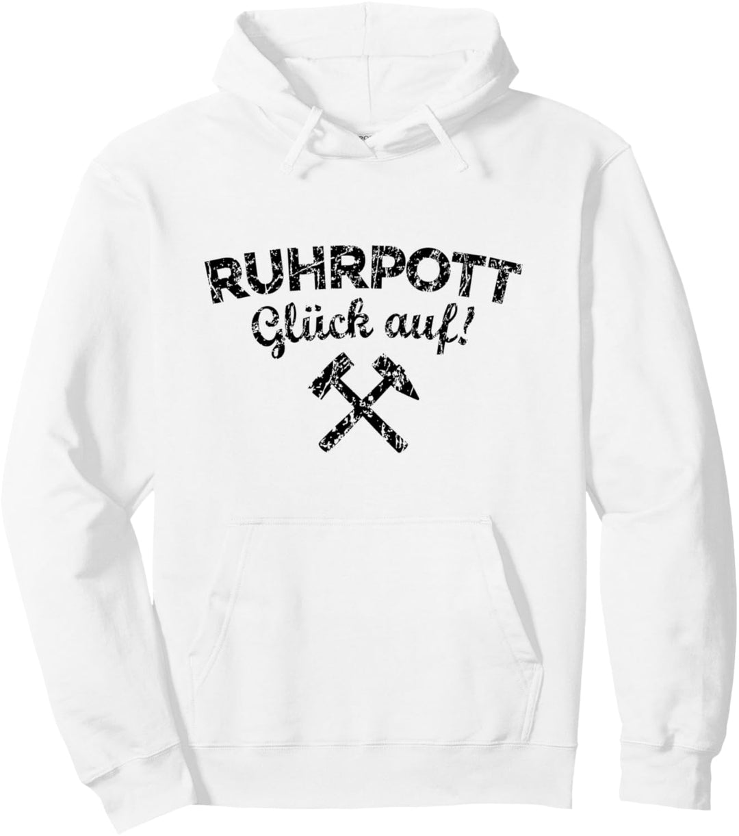Ruhrpott Glück Auf (Vintage Schwarz) Bergbau Ruhrgebiet Pullover Hoodie