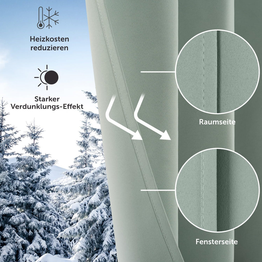 Blumtal 2er-Set Gardinen Verdunklungsvorhänge Blickdicht - Elegante Wärmeisolierende Vorhänge mit Ös