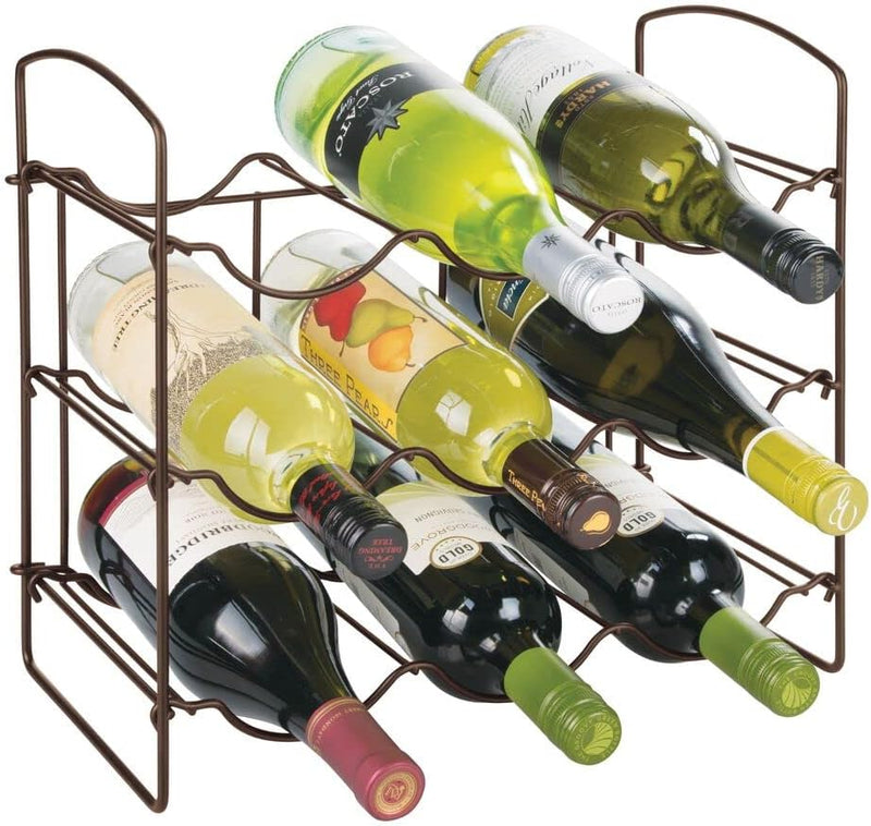 mDesign Weinregal für 9 Flaschen Wein, Bier, Wasser usw. – Flaschenhalter mit 3 Ebenen für die Küche
