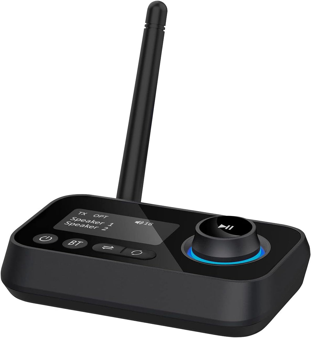 auvisio Transmitter, Bluetooth: 2in1-Audio-Sender und -Empfänger mit Bluetooth 5, TOSLINK, LED-Displ