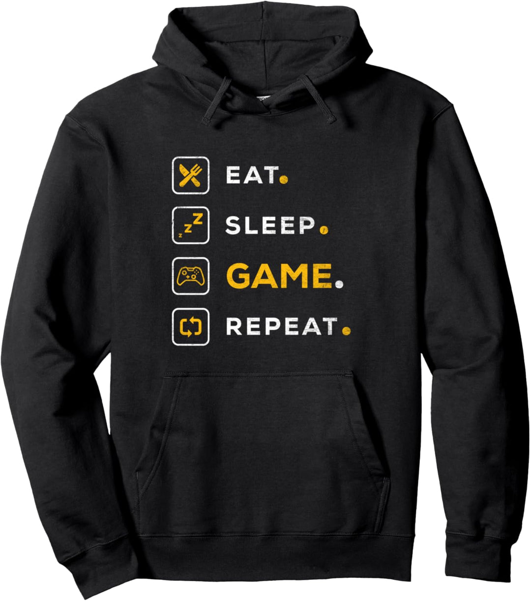 Funny Gamer Christmas Eat Sleep Game Pullover Hoodie