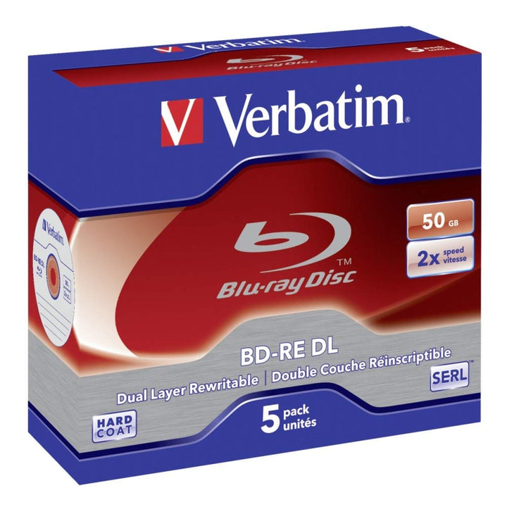 Verbatim BD-RE DL 50GB 2X, 5er Jewelcase, 43760, Weiss , 5 Stück (1er Pack) Single, Single