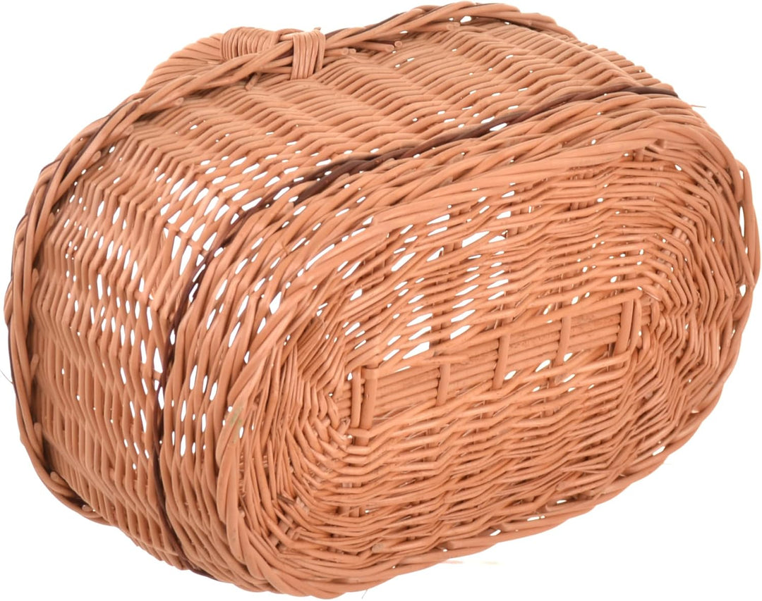 Weidenkorb mit Henkel gross – Einkaufskorb aus Naturweide mit Stoffeinlage (3 Designs) – Picknickkor