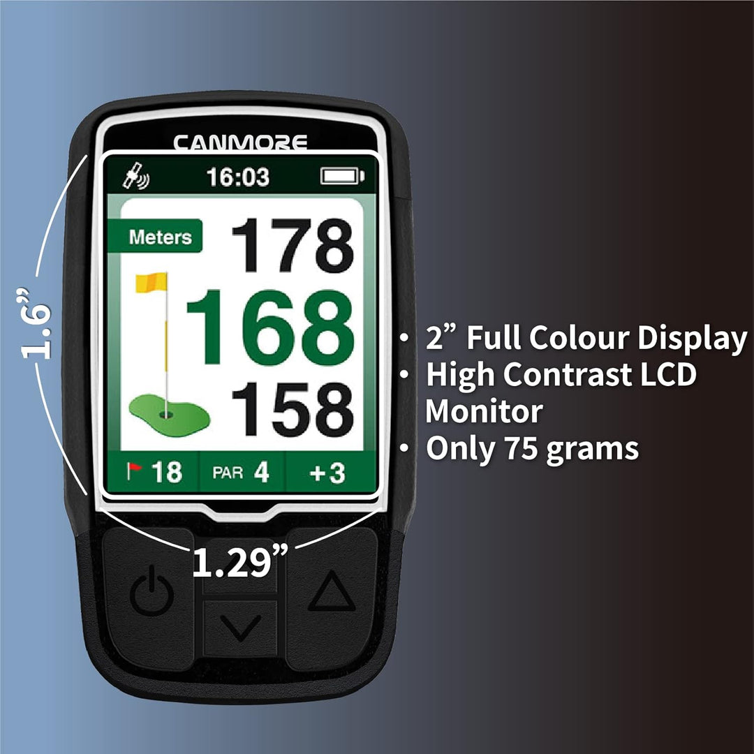 Canmore HG200 Golf-GPS – wasserfestes 2-Zoll-Vollfarbdisplay mit über 41.000 wichtigen Golfplatzdate