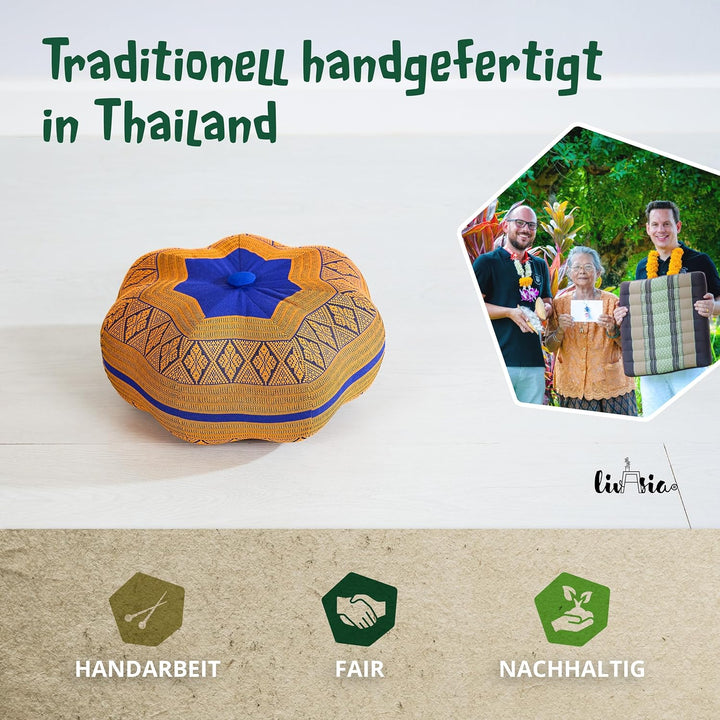 livasia Meditationskissen Stern - Ø 30x15cm - Yogakissen mit Kapok, Pouf, Bodenkissen sternförmig Yo