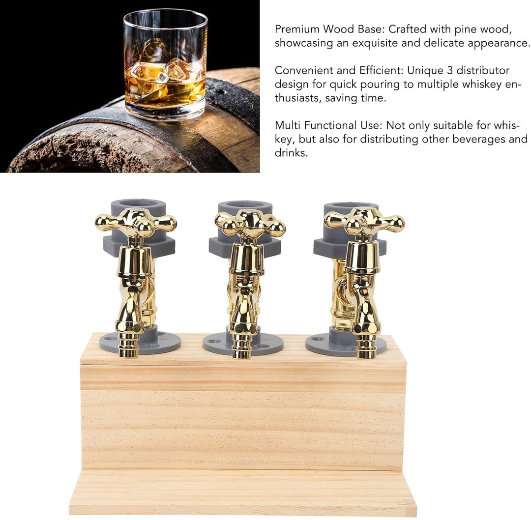 Holzspeicherspender, 3 Plätze Flaschen Whisky -Spender Wasserhahn Formlegierbar Zubehör Getränke -Se