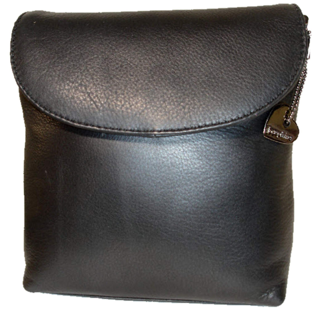 Josephine Osthoff kleine Damen Handtasche zum umhängen echt Leder (179) Schwarz, Schwarz