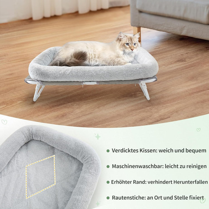 GUUSII HOME Erhöhtes Katzenbett Katzenhängematte Grosse Freistehende Katzen Bett Hundebett für Klein