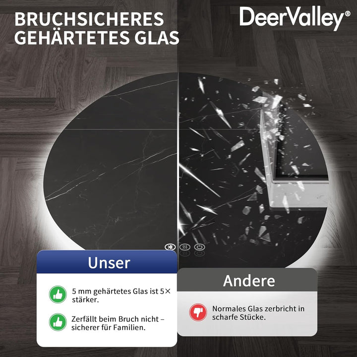 DeerValley Badezimmer Wandspiegel (Silber 70 * 50) Badspiegel mit Beleuchtung 50 x 70 cm, LED Badezi