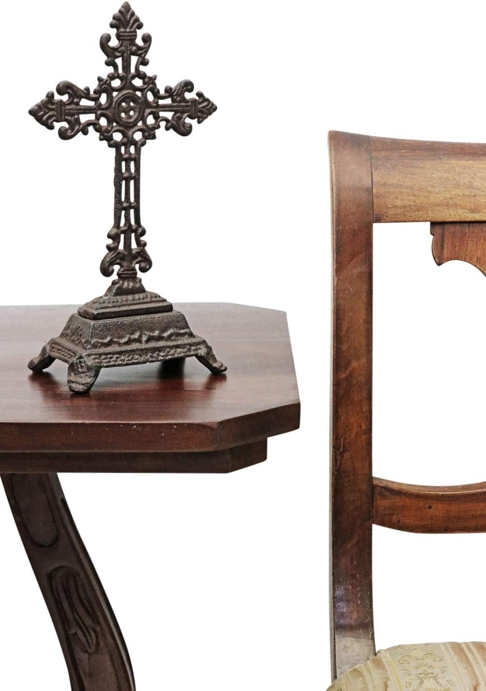 aubaho Kreuz Kruzifix im Nostaligie Anitk-Stil Eisen Deko Standkreuz Kirche
