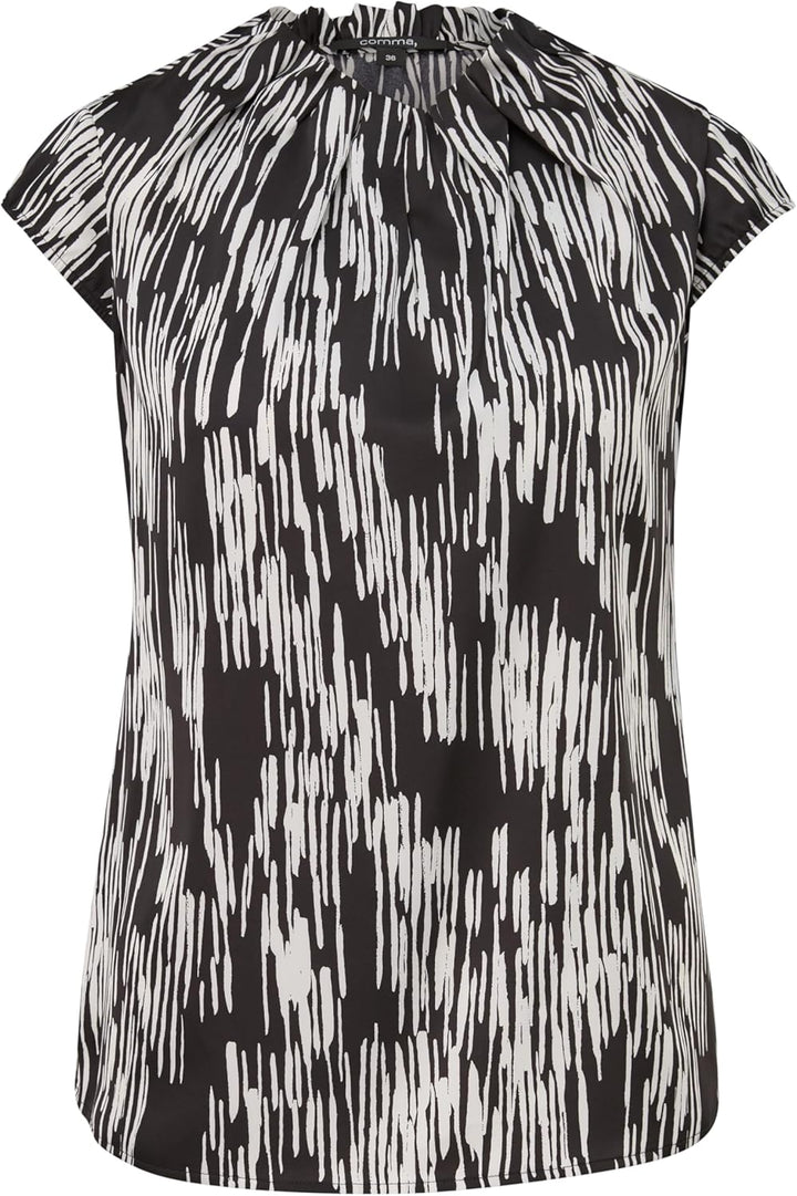 Comma Satinbluse mit Kappärmeln 34 99a7_schwarz, 34 99a7_schwarz