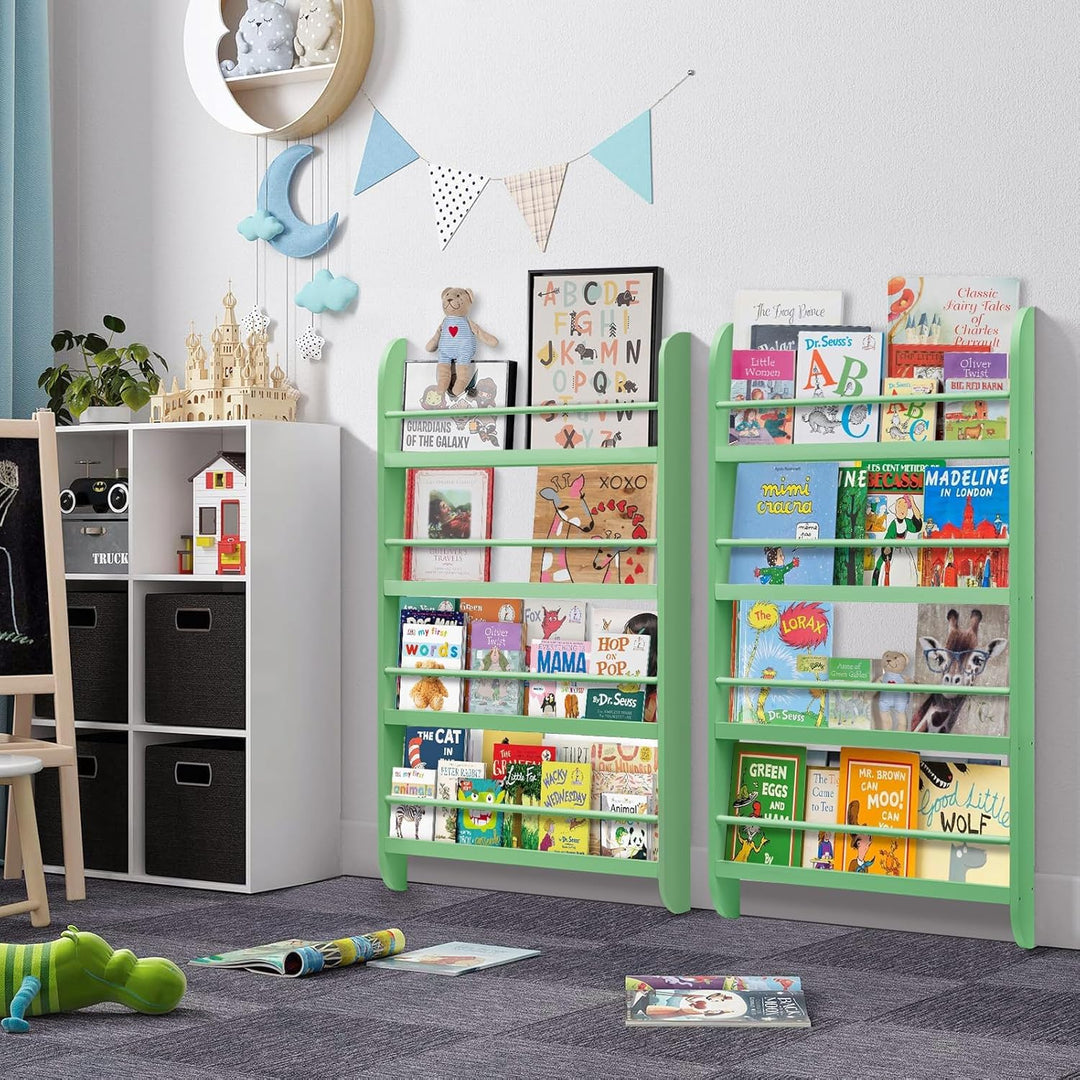 Kinderbücherregal mit Aufbewahrungsfach – Regenbogenfarben Bücherregal aus weicher Leinwand für Kind