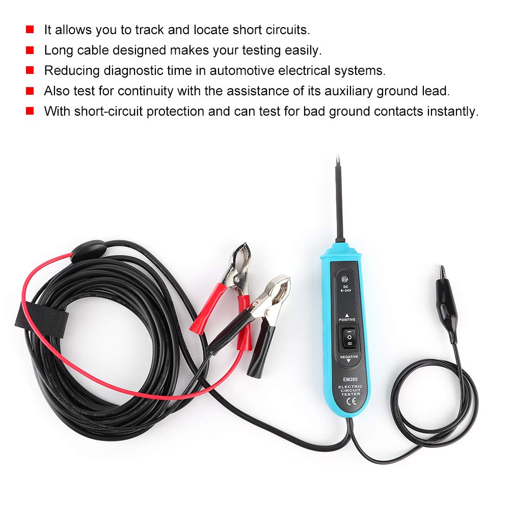 Tbest 6-24V Kfz Stromkreistester Diagnosesystem, Auto Spannungsprüfstift Elektrisch Schaltkreisteste