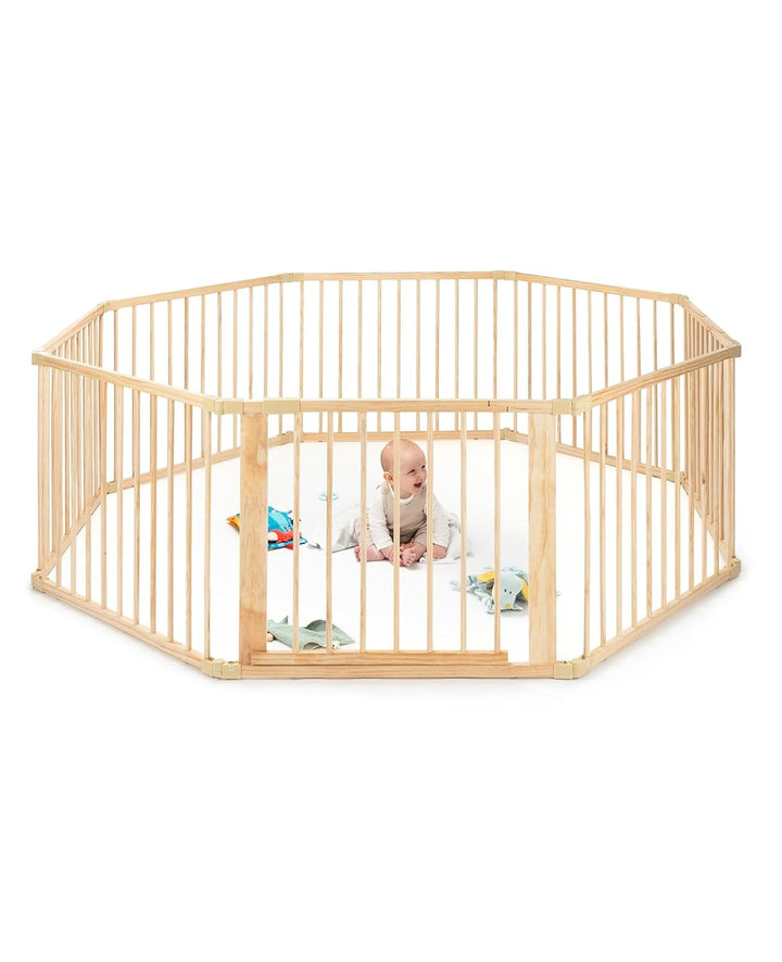 dibea Baby-Laufstall Holz-Laufgitter mit Tür 8 Elemente je 90 x 68, Baby-Laufstall, 90 x 68 cm (8 El