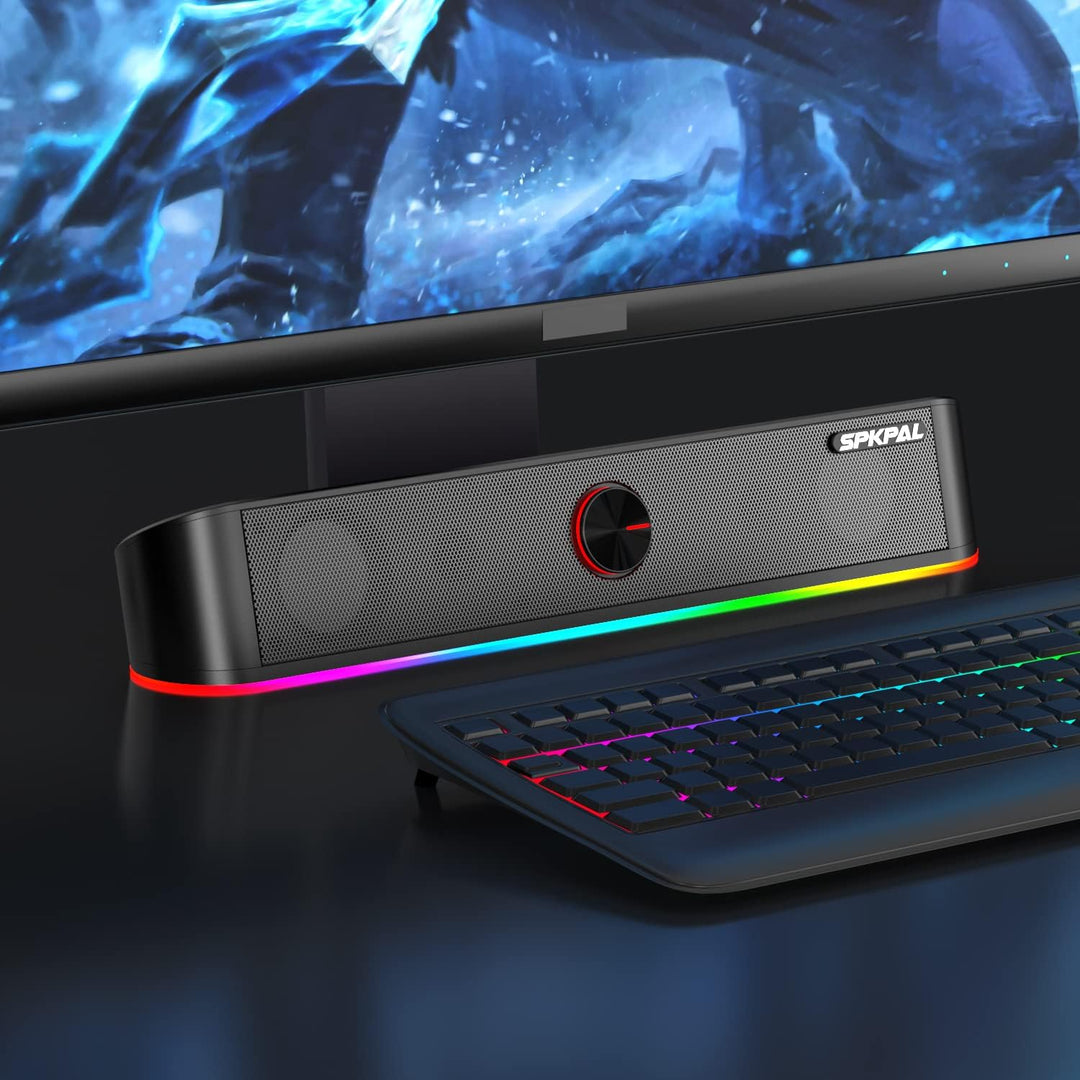 Soundbar für TV,SPKPAL10W Pc Lautsprecher soundbar mit Surround Stereo Audio Buntes RGB Licht USB äh