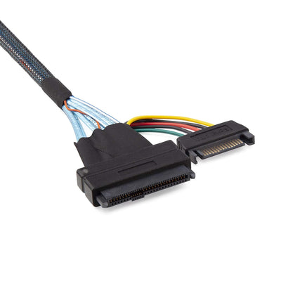 12G Internal Mini SAS SFF-8643 to U.2 SFF-8639 NVMe SSD Cable with 15 pin Male SATA Power Connector,
