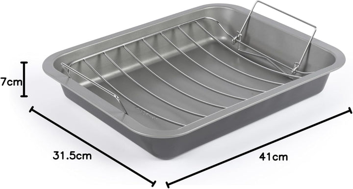 Salter Essentials 41 cm Bräter – Antihaft rechteckiges Ofenblech, spülmaschinenfest, leicht zu reini
