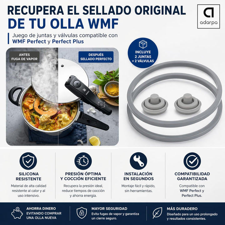 2 Dichtungsgummis für Perfect und WMF Perfect Plus + 2 Ersatzdichtungen für Ventil, Deckel, Express-