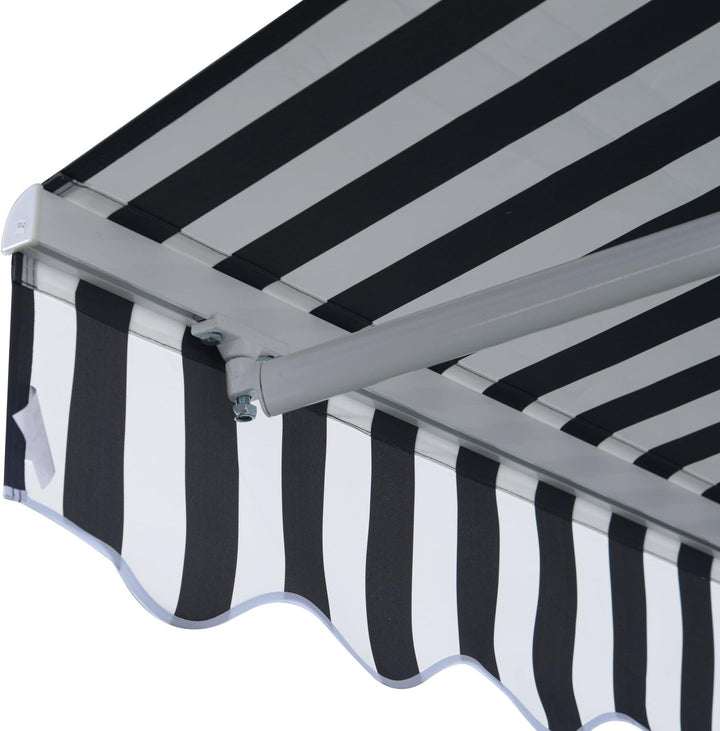 Outsunny Markise Gelenkarmmarkise Sonnenschutz Handkurbel Balkon Alu Grau/Weiss 3,5x2,5m Grau+Weiss,
