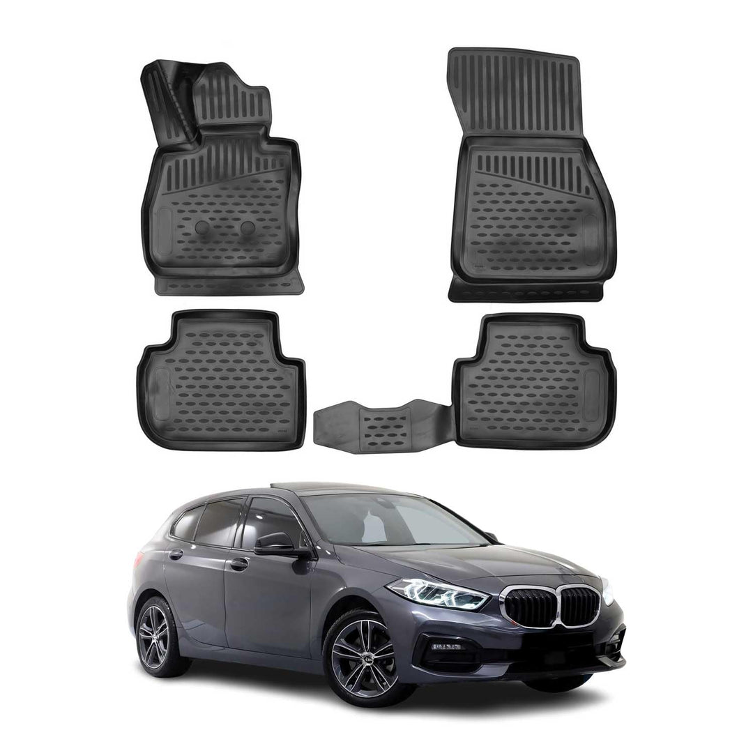 OMAC Gummimatten Fussmatten kompatibel mit BMW 1er F40 2019-2024 TPE Automatten Schwarz 4X BMW 1er F