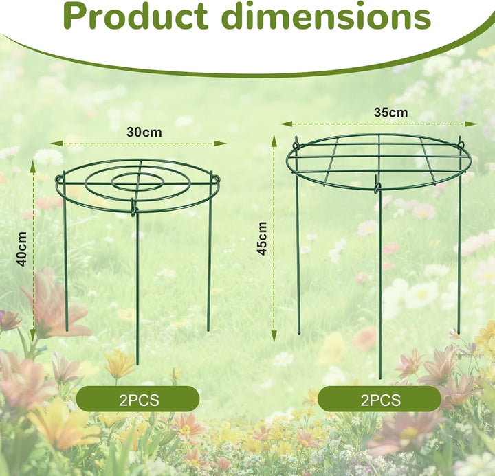 4 Stück Pflanzenstützen Rund, Grüne Metallstützen für Garten mit 3 Beinen, Metall Gartenstützen für