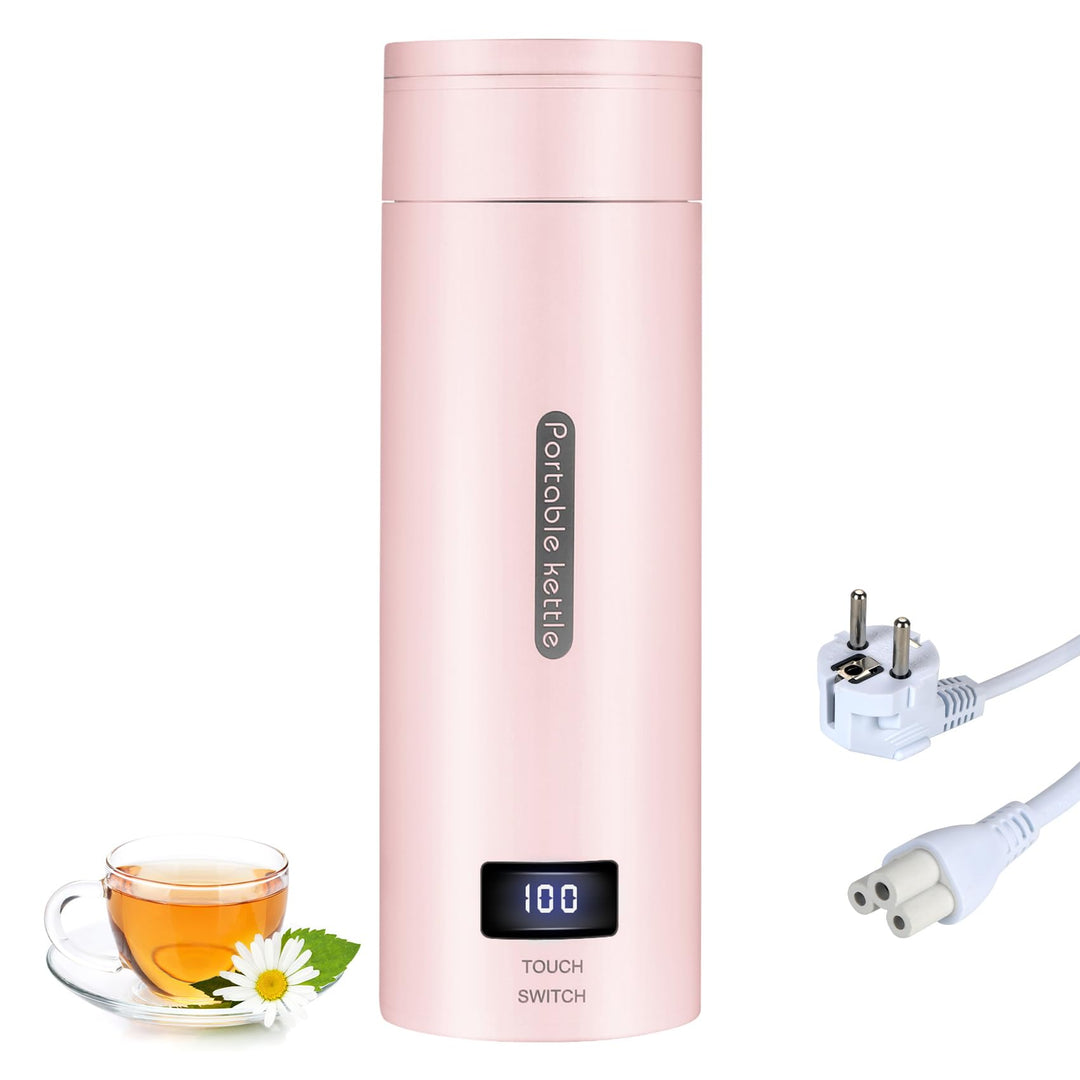 Reise Wasserkocher Klein, Elektrische Wassertasse,220V 300W Schnellkoch-Teekanne-Heizbecher mit Temp