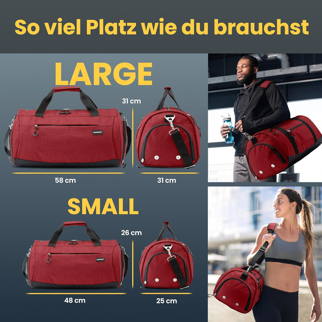 Heldenwerk® Sporttasche & Reisetasche für Damen und Herren gross I Trainingstasche mit Schuhfach und