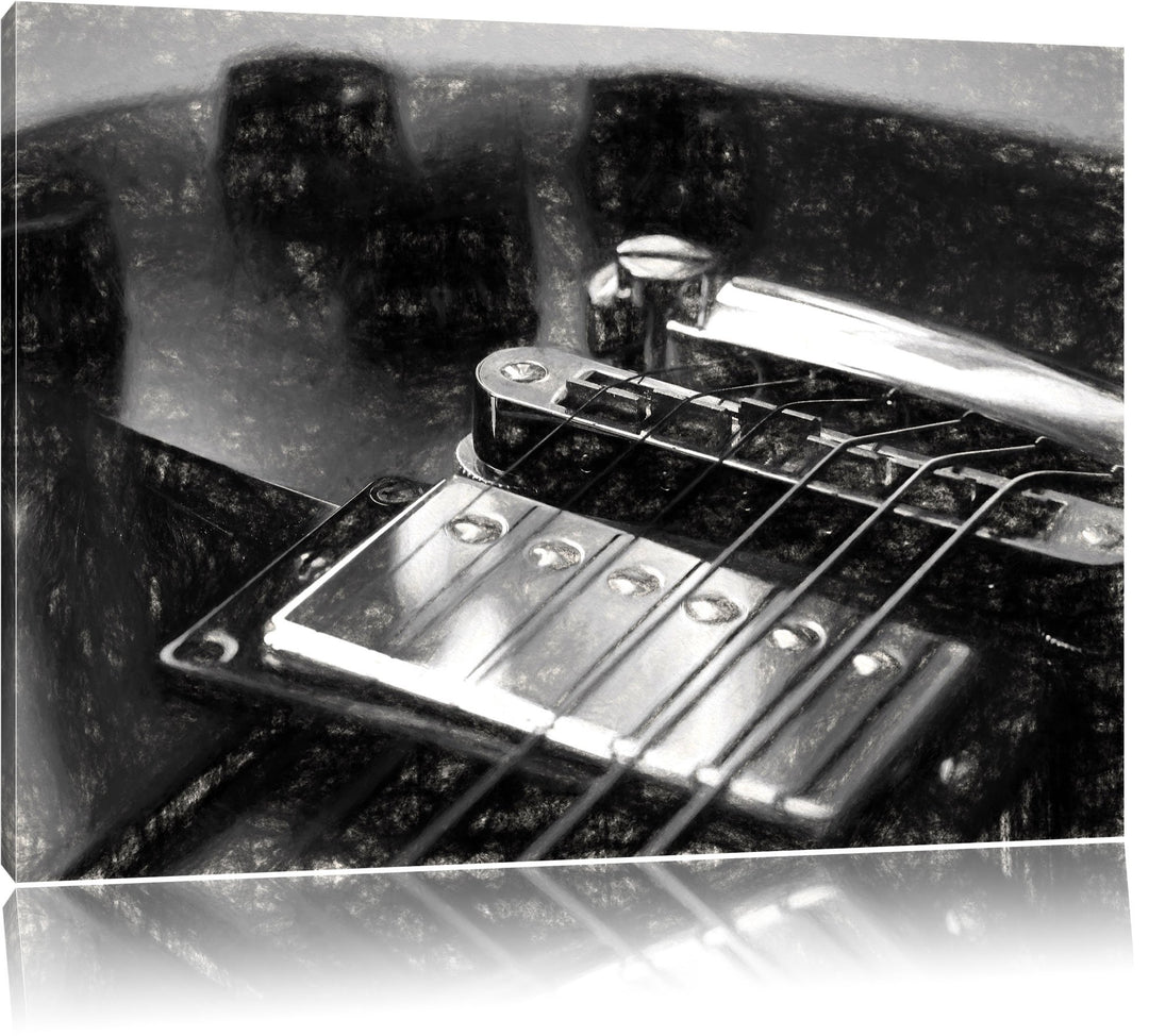 Gitarre Kohle Effekt, Format: 100x70 auf Leinwand, XXL riesige Bilder fertig gerahmt mit Keilrahmen,