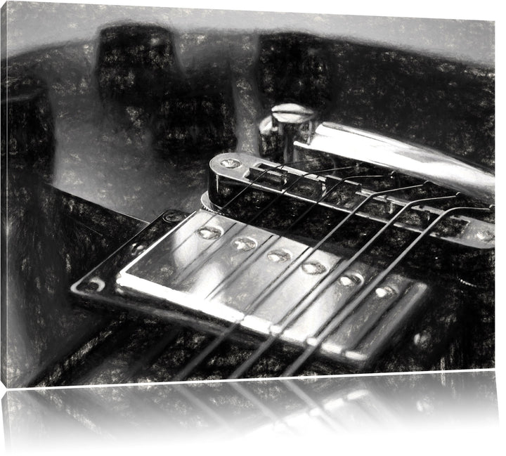 Gitarre Kohle Effekt, Format: 100x70 auf Leinwand, XXL riesige Bilder fertig gerahmt mit Keilrahmen,