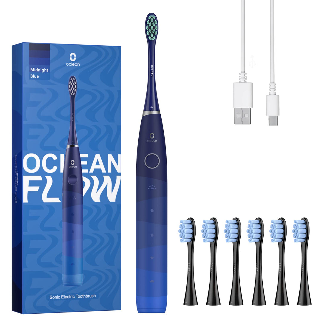 Oclean Flow, Sonic, elektrische Schallzahnbürste + Ersatzbürstenkopf für Oclean-Zahnbürsten B06