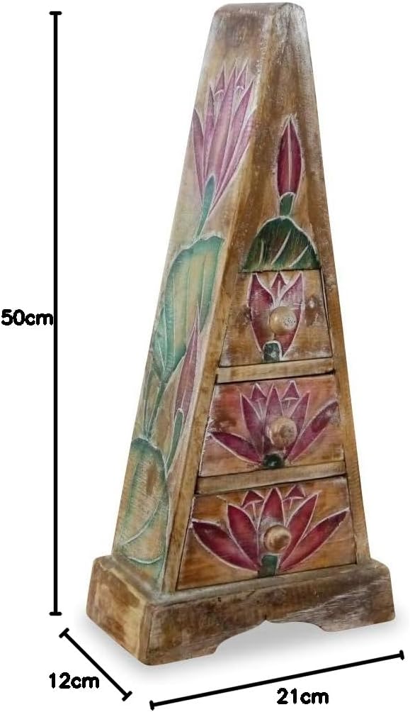 livasia Pyramiden Kommode, Schubladenkommode, Schubladenschränkchen, Schmuckschränkchen (Natur)