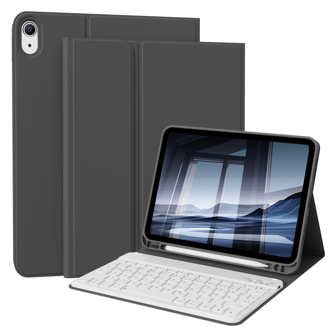 Hülle mit Tastatur für iPad A16 11. Generation 2025, für iPad 10. Generation 2022 10,9 Zoll, Bluetoo