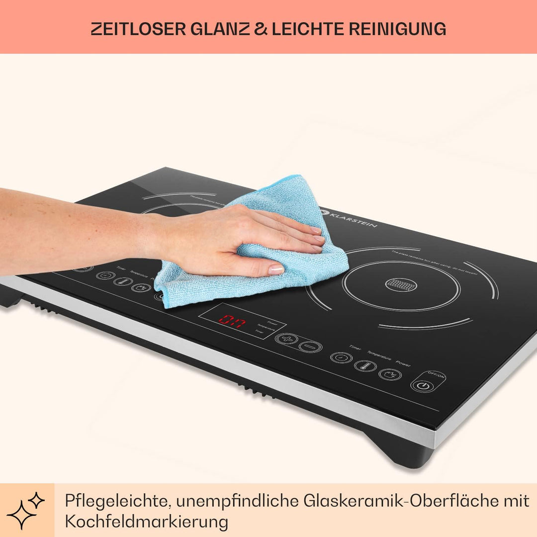 Klarstein VariCook Induktionskochfeld, Kochplatten Elektrisch, Moderne Kochplatte, für Camping, 2 Pl