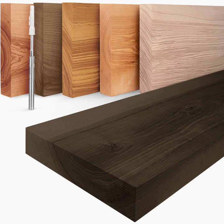 LAMO Manufaktur Wandregal Holz Gerade | Regal Farbe: Schwarz | Invisible: Schweberegal | 50 cm Invis