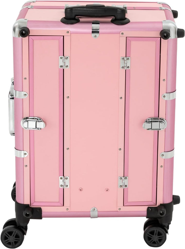 Kosmetikkoffer Trolley mit 8 LED Licht und Kosmetikspiegel,Schminkkoffer 3-stufige Design Innenfäche