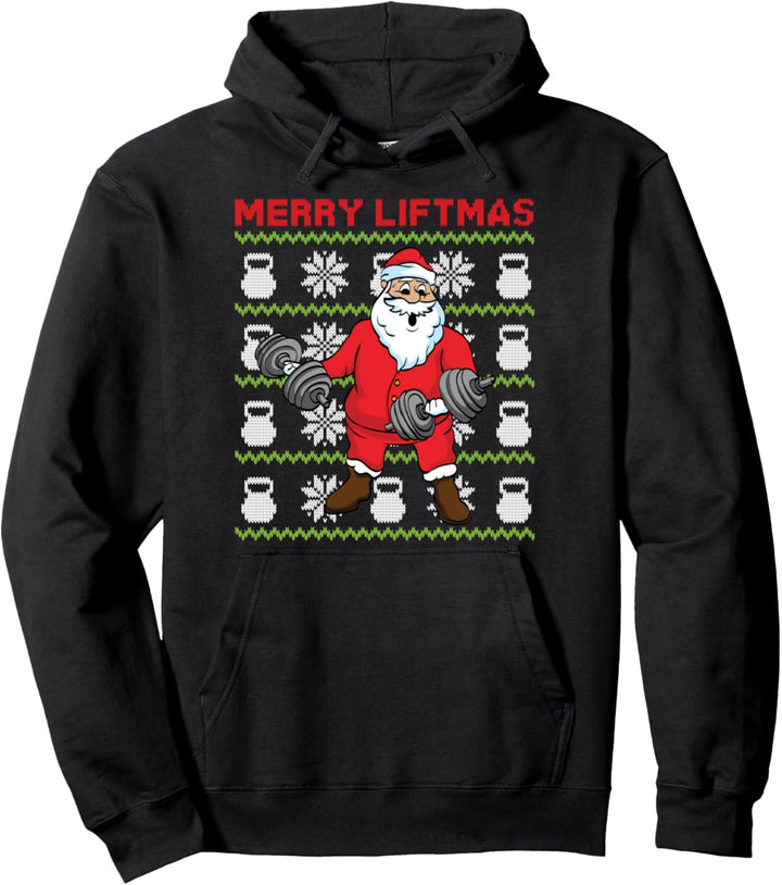 Merry Liftmas Santa Klaus Bodybuilder Weihnachten Fitness Pullover Hoodie