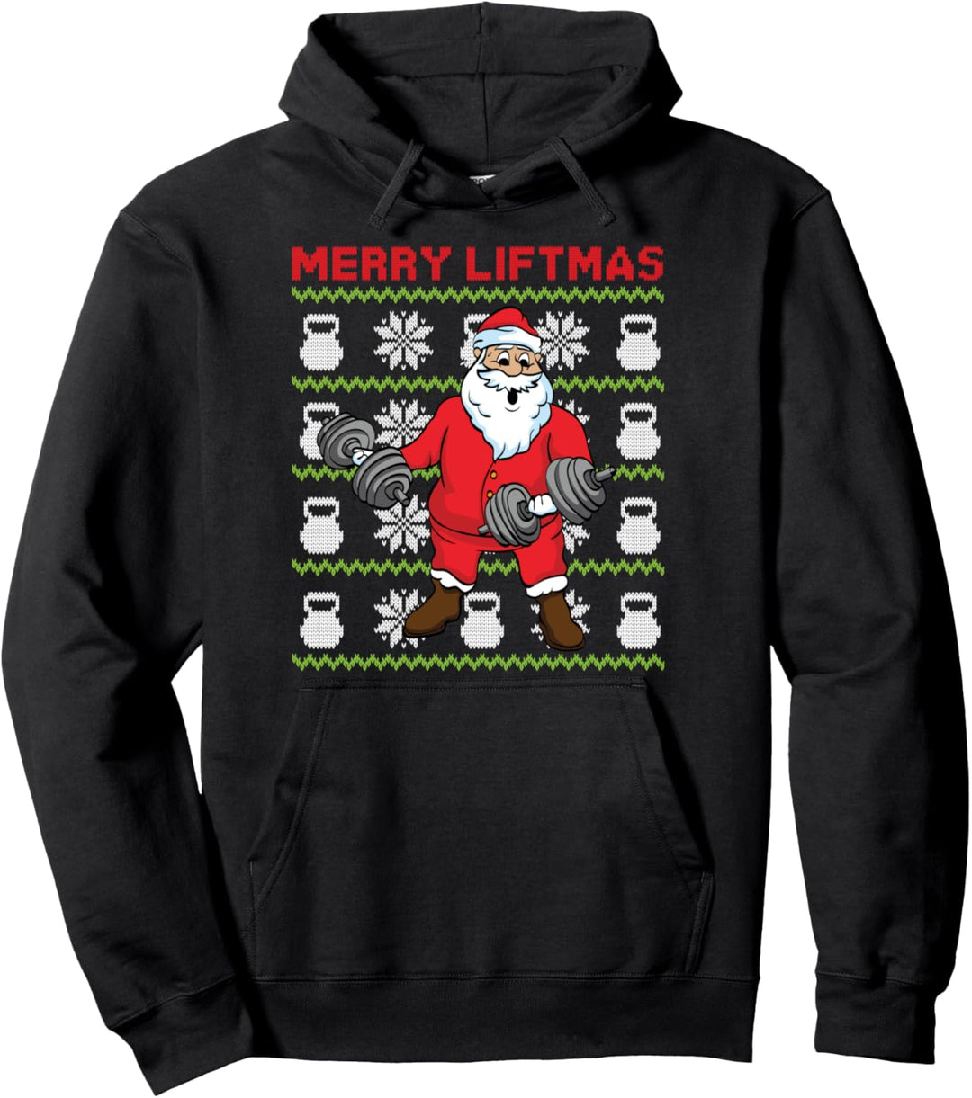 Merry Liftmas Santa Klaus Bodybuilder Weihnachten Fitness Pullover Hoodie