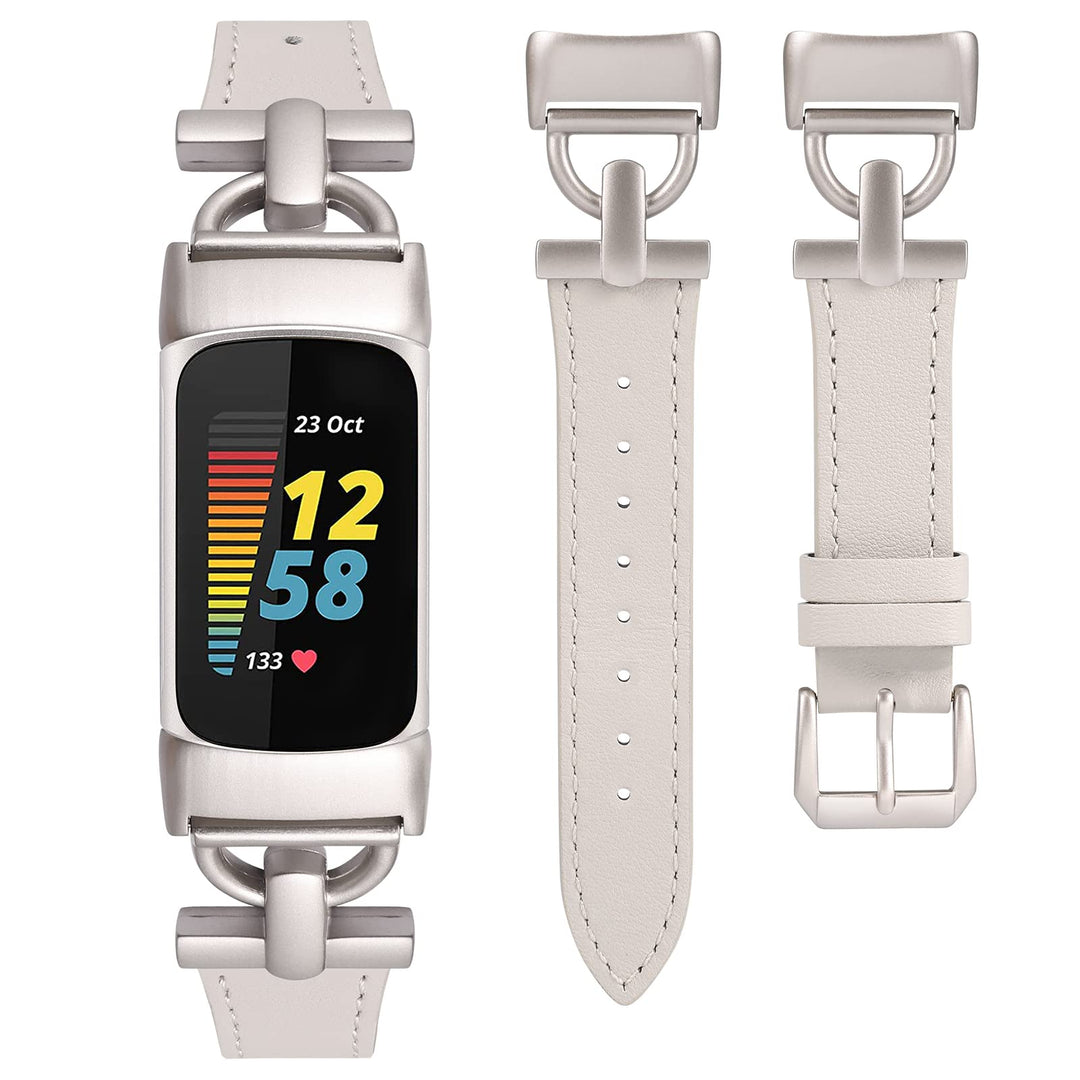 Wearlizer Lederarmband kompatibel mit Fitbit Charge 6/Charge 5 Armbänder für Damen, Dressy Slim Lede