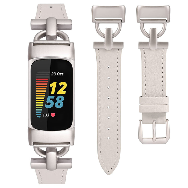 Wearlizer Lederarmband kompatibel mit Fitbit Charge 6/Charge 5 Armbänder für Damen, Dressy Slim Lede