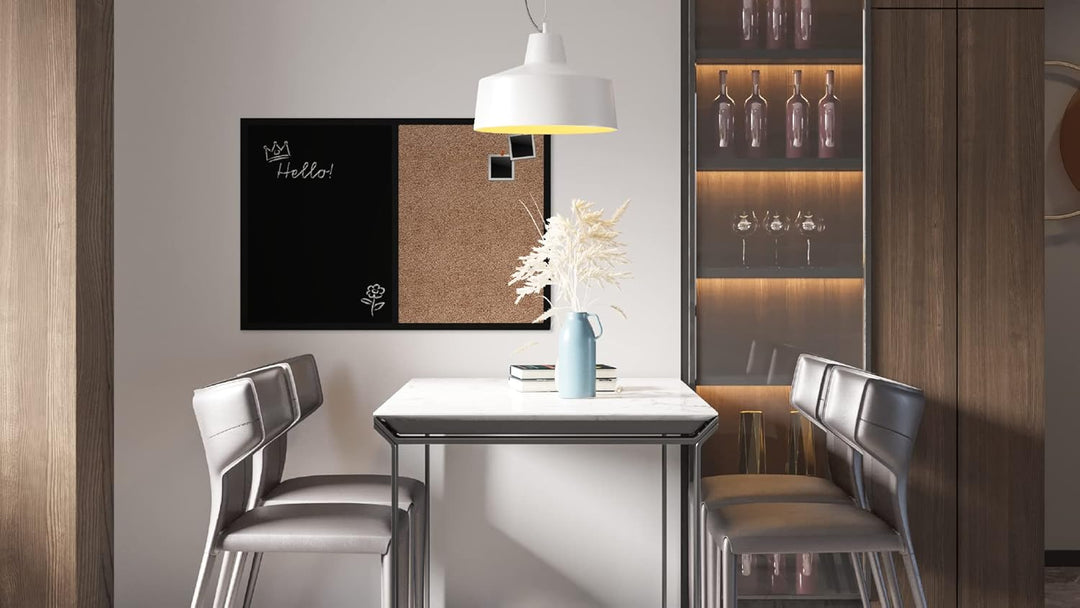 ALLboards Kombitafel 2 in 1 Schwarze Magnetische Kreidetafel & Kork-Pinnwand schwarz magnetisch 90×6