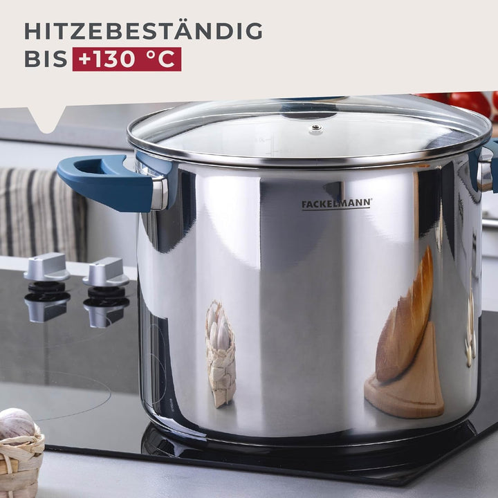 Fackelmann Suppentopf Essential, Ø 24 cm, 9L, Hochwertiger Edelstahl, ergonomische Bakelit-Griffe, f