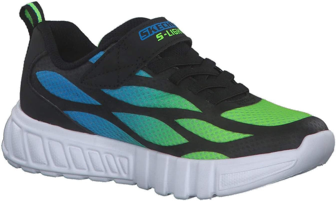 Skechers Jungen Flex-glow Dezlom Sneaker 28.5 EU Black Synthetic Textile Blue Lime Trim, 28.5 EU Bla