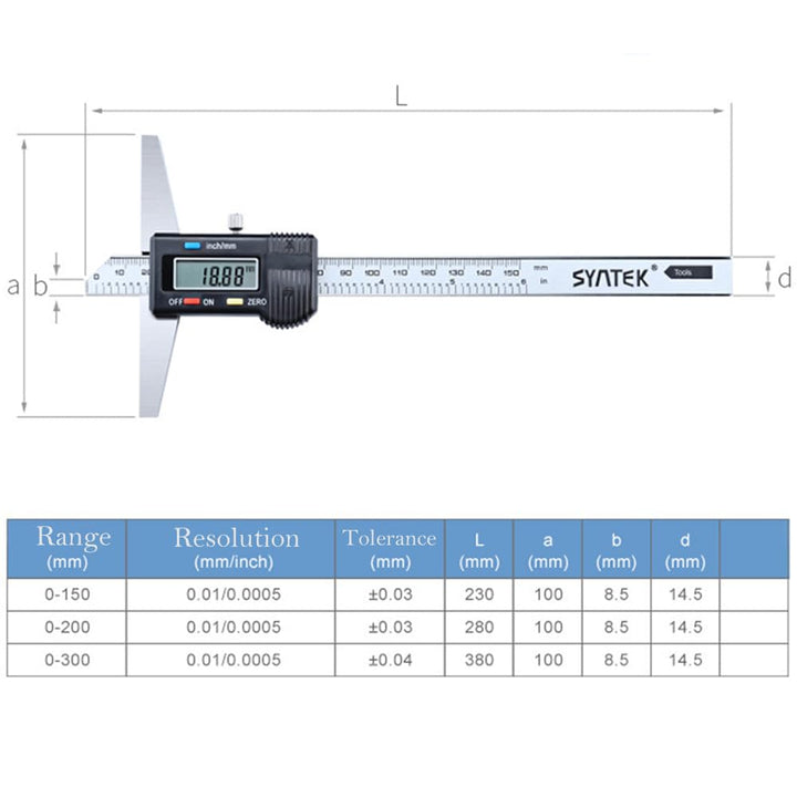 Digitaler Tiefenmesser, 0-300MM Tiefenmessgerät Tiefenmessschieber Professionell Messgerät für Holza