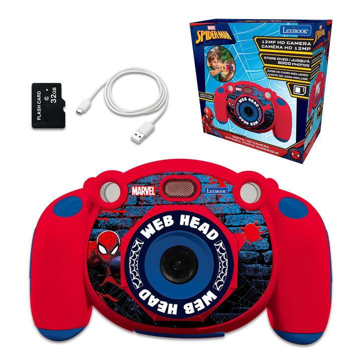 Lexibook DJ080SP Spiderman-Kinder-Digitalkamera mit Foto-und Videofunktion, Spiele, Rot/blau Spider-