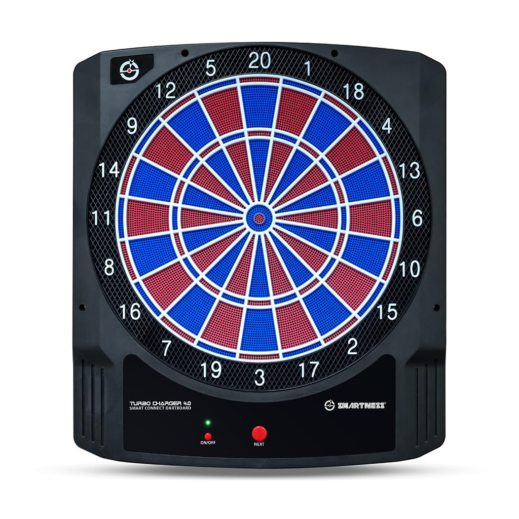 Carromco Elektronische Dartscheibe mit App - Turbo Charger 4.0 - Set: 6 Softdarts, 20 Ersatzspitzen,