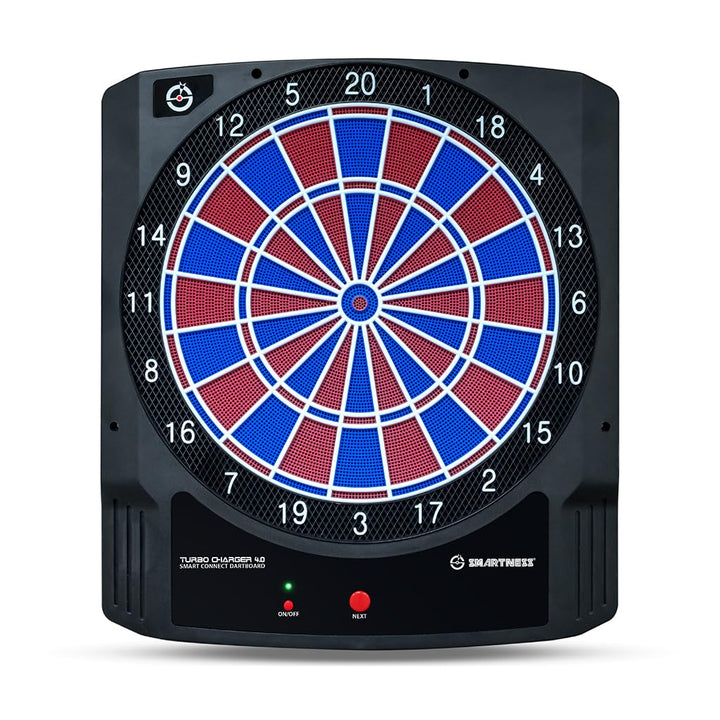 Carromco Elektronische Dartscheibe mit App - Turbo Charger 4.0 - Set: 6 Softdarts, 20 Ersatzspitzen,