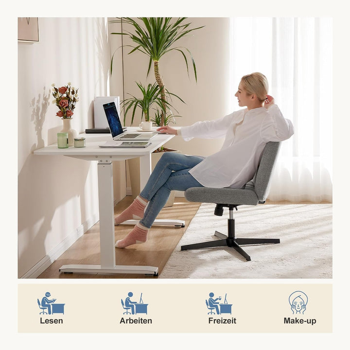 DUMOS Bürostuhl Ohne Armlehne, Teddysamt und Bequemes Netzgewebe Criss Cross Chair, mit Verbreiterte